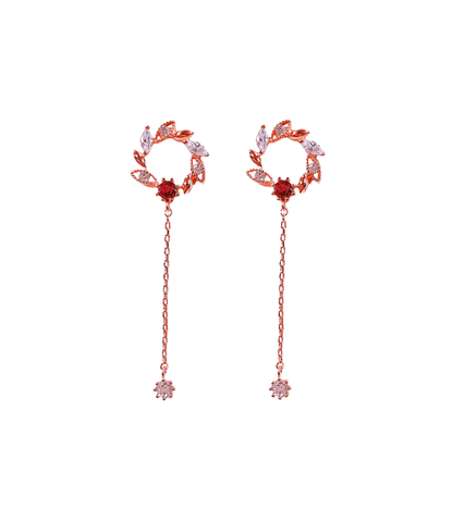 Amber Flame Korean Earrings [Valentine’s Day Collection] - ONE SIZE ONLY / Silver - Earrings