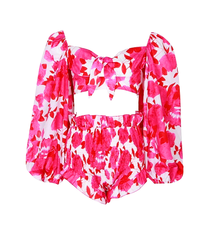 Beach Please Two Piece Outfit - Rose Red / L - Two Piece