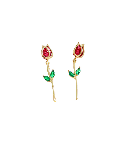Beauty and The Beast Inspired Rose Earrings - ONE SIZE ONLY / Gold - Earrings