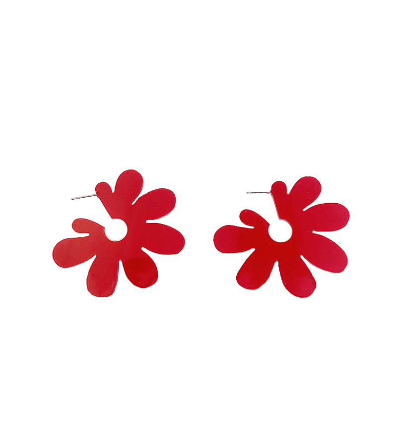 Blackpink Jennie Inspired Flower Earrings - ONE SIZE ONLY / Red - Earrings