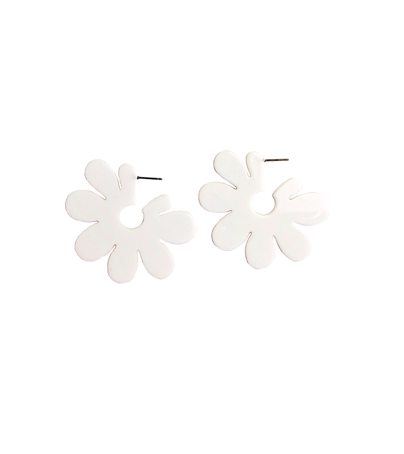 Blackpink Jennie Inspired Flower Earrings - ONE SIZE ONLY / White - Earrings