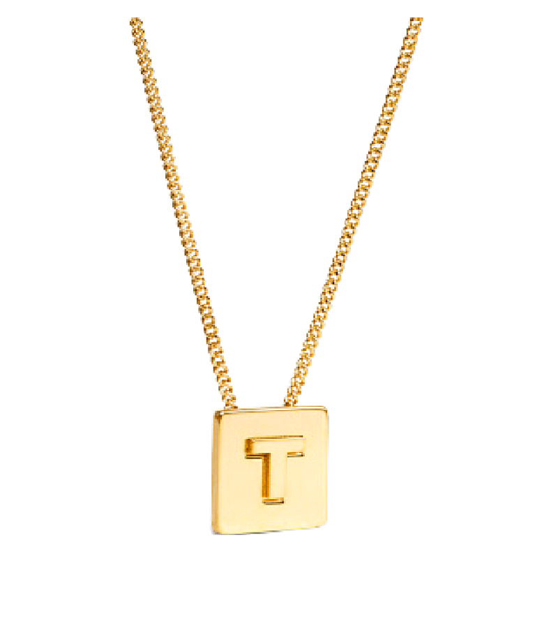 Blackpink Lisa Inspired Name Necklace 001 - T / Gold - Necklaces