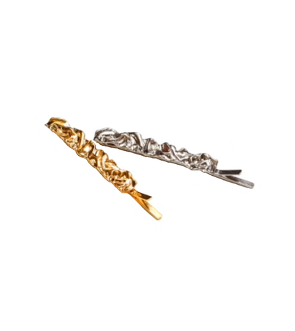 Crash Landing on You Seo Ji-hye Inspired Hair Clip 015 (Gold) - Delivered only in Mid March / A Pair (Gold + Silver) - Hair Accessories