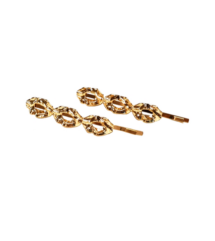Crash Landing on You Seo Ji-hye Inspired Hair Clip 016 - Delivered only in Mid March / A Pair (Two Pieces) / Gold - Hair Accessories
