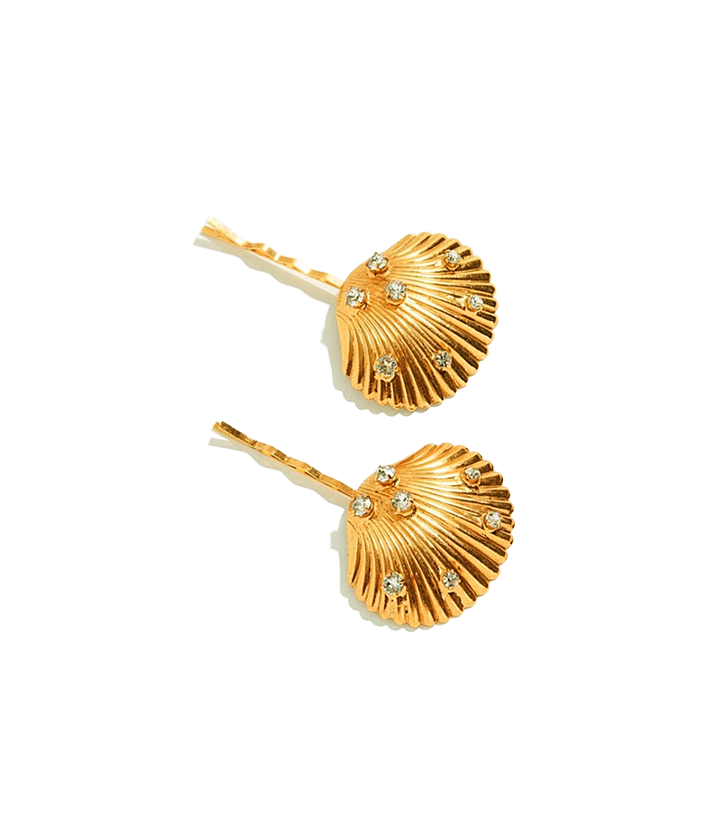 Gold Clam Hair Clip 001 - ONE SIZE ONLY / Gold / A Pair (Two Pieces) - Hair Accessories