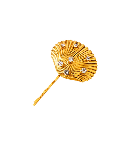 Gold Clam Hair Clip 001 - ONE SIZE ONLY / Gold / One piece - Hair Accessories