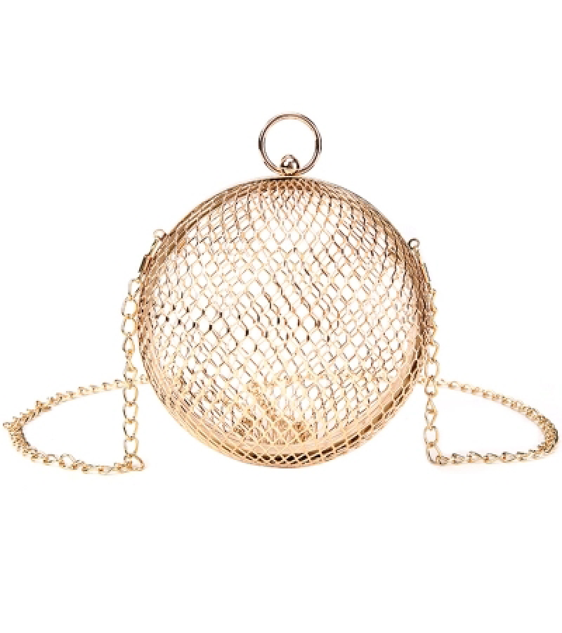 Gold Mesh Round Crossbody Bag - Gold / ONE SIZE ONLY - Bags