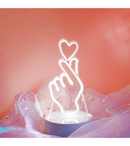Interchangeable Light Heart Finger Lamp - 22 cm / Pink-White / Small - Lighting