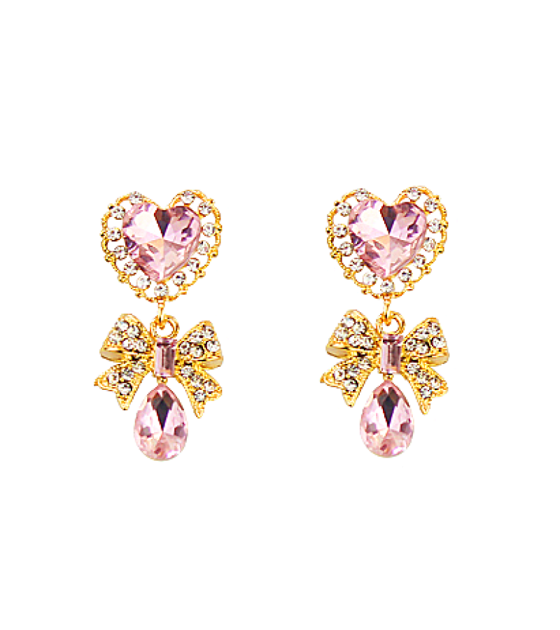 Korean Fairytale Earrings - ONE SIZE ONLY / Pink / Pierced - Earrings