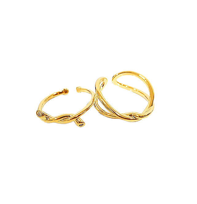 Jun Ji Hyun Inspired Ring 003 - Open-ended (Free Size) / A Set (2 Rings) / Gold - Rings