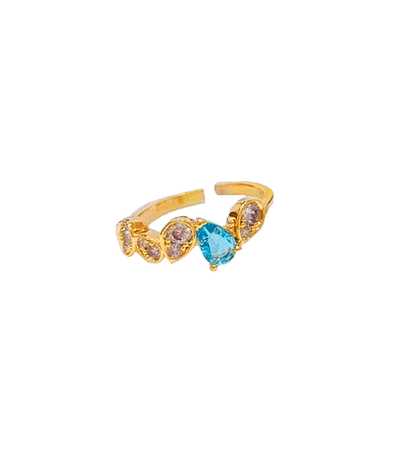 Now We Are Breaking Up Ha Young-Eun (Song Hye Kyo) Inspired Ring 002 - FREE SIZE (OPEN-ENDED) / White + Blue Synthetic Crystals / Gold - 