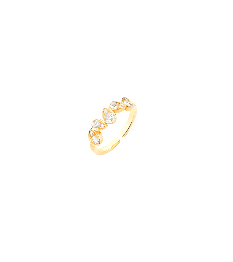 Now We Are Breaking Up Ha Young-Eun (Song Hye Kyo) Inspired Ring 003 - FREE SIZE (OPEN-ENDED) / Full White Synthetic Crystals / Gold - Rings
