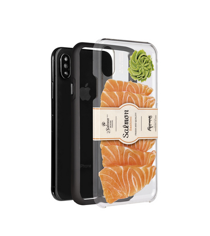Paperworks Salmon Sashimi iPhone Case - Black Soft Surface Material / iPhone X - iPhone Case