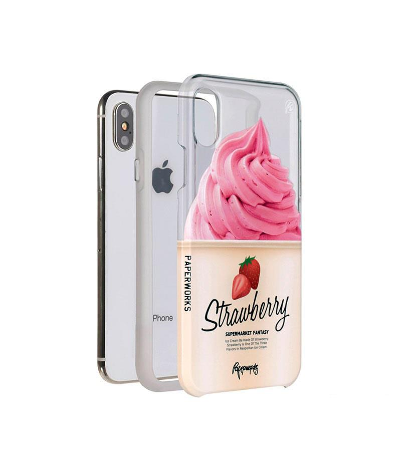 Paperworks Strawberry Froyo iPhone Case - White Soft Surface Material / iPhone X - iPhone Case