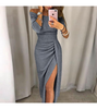 Side Slit Wrap Dress - Dark Grey / 2XL - Dresses