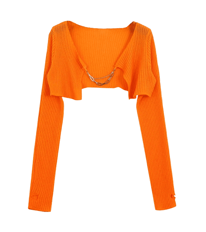 Single’s Inferno 2 Choi Seo-Eun Inspired Cropped Cardigan 001 - ONE SIZE ONLY / Orange - Coats