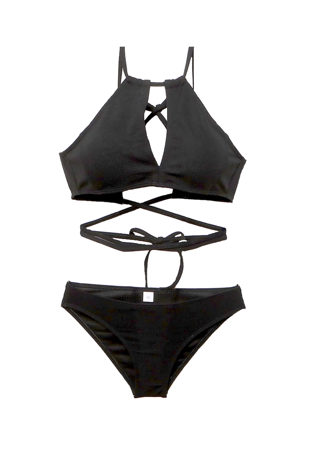 Single’s Inferno 3 An Min - young Inspired Bikini - Asian Petite Size M (Normal S) / Black Swimsuits