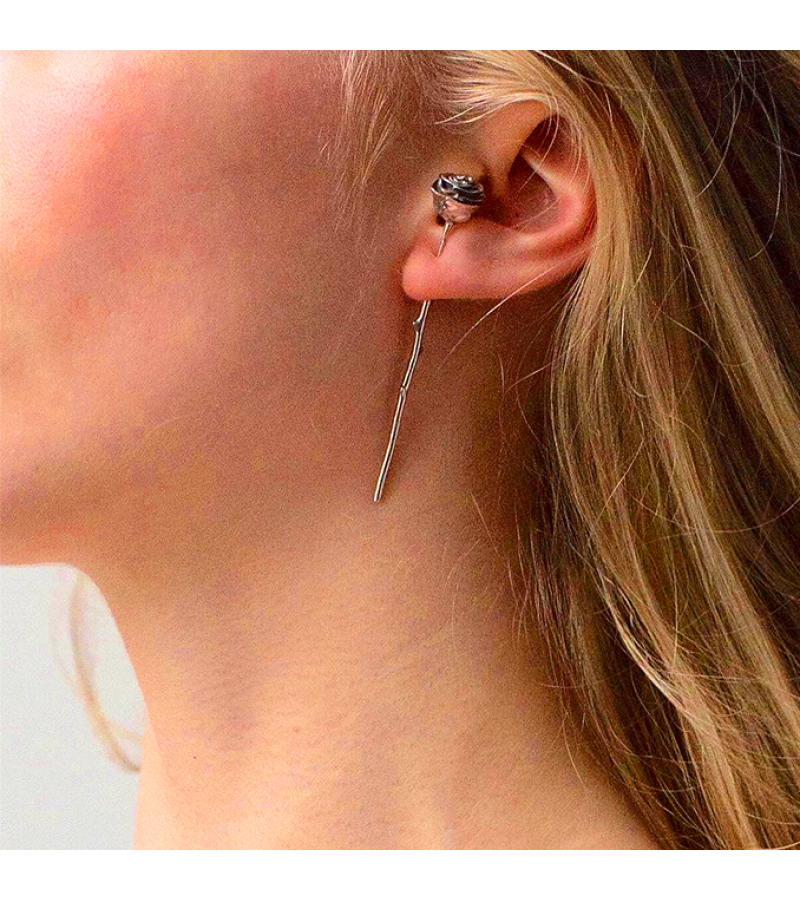 Stalk of Rose Earrings 001 - Earrings