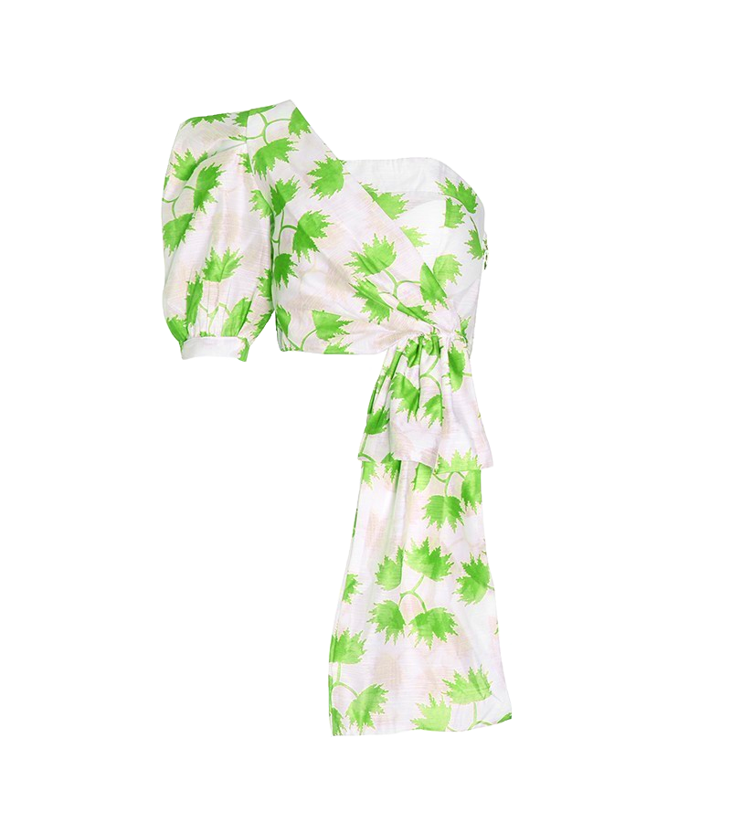 Summer Ruffled Toga Sleeve Top - green / S - Crop Tops