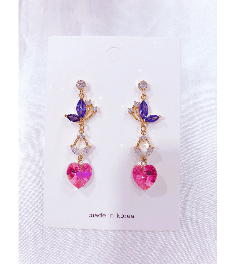 Sweetheart of My Dreams Korean Earrings - Made With Swarovski Crystals [Valentine’s Day Collection] - Earrings