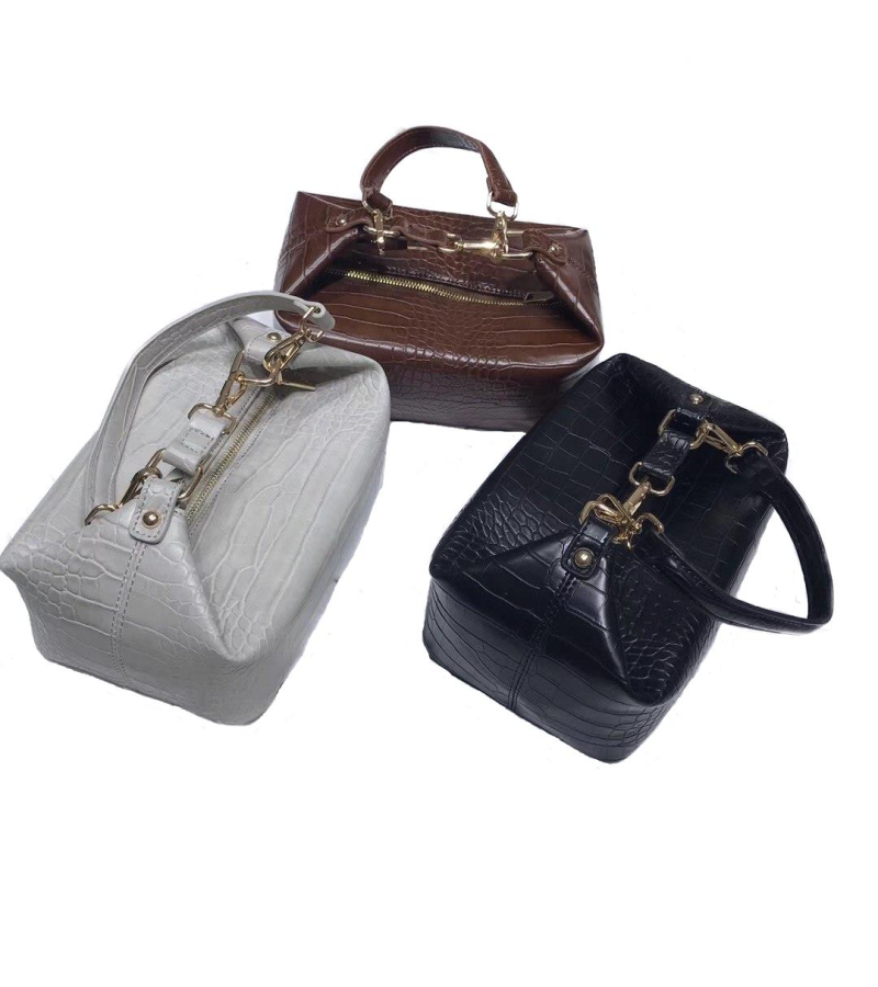Synthetic Leather Cross Box Bag - Bags
