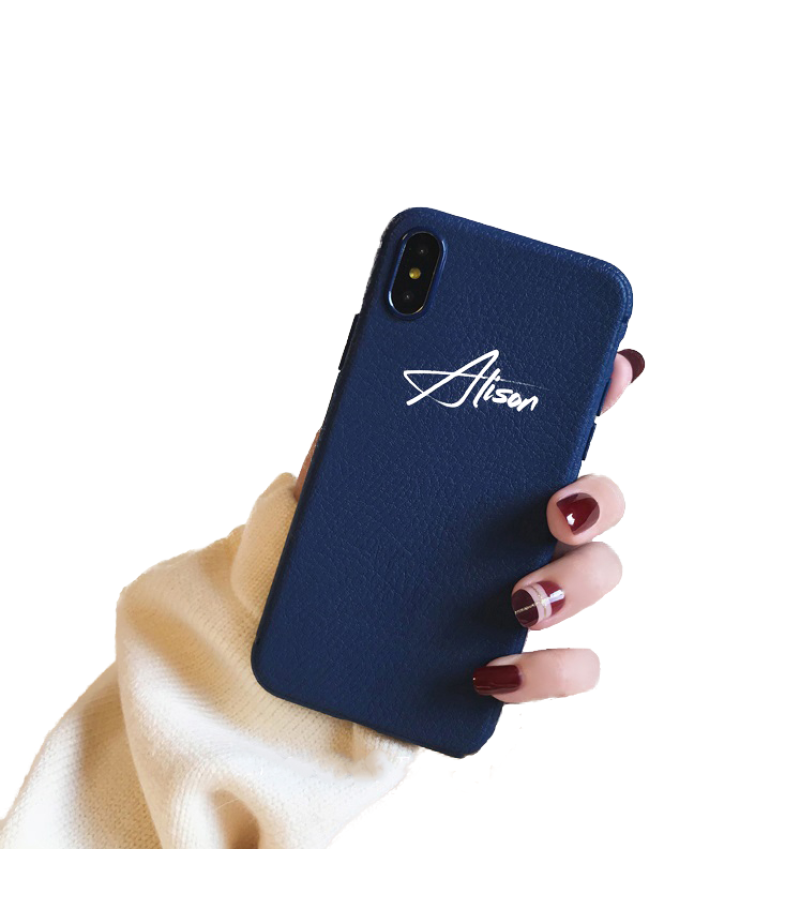 Synthetic Leather Personalized iPhone Case - Blue / iPhone 6 - iPhone Case