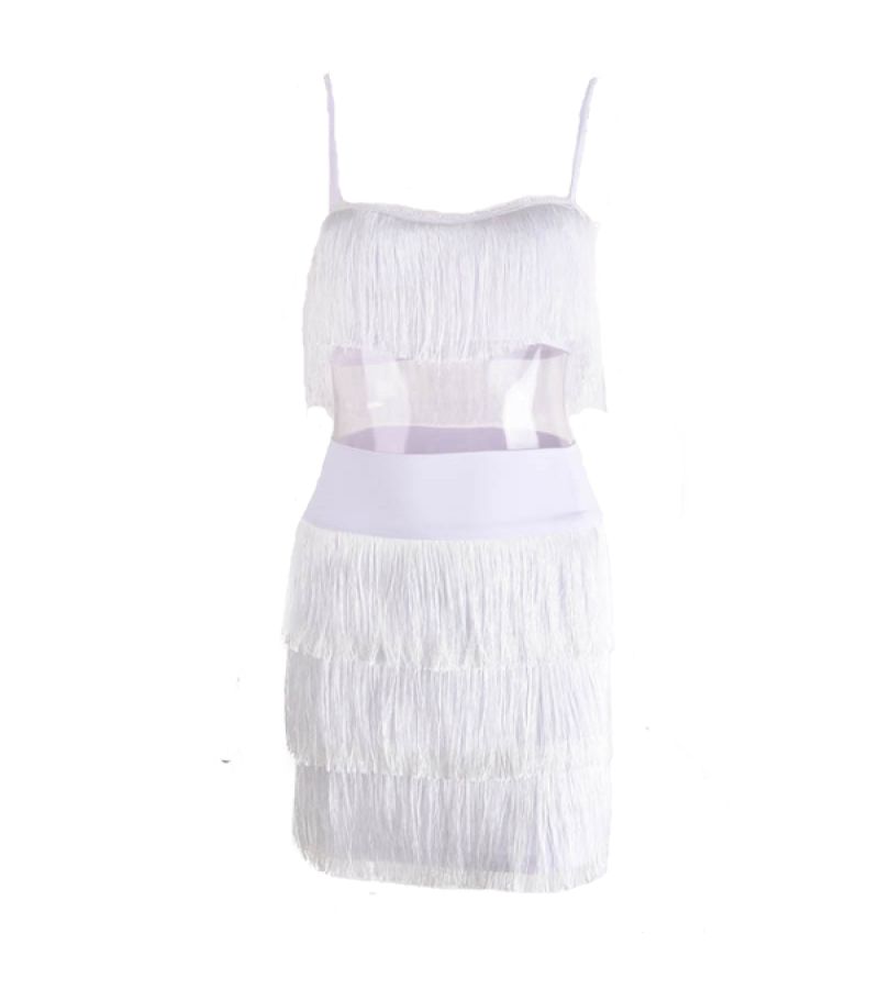 Tassel Two-Piece Dress - White / S / 3 Layer - Dresses