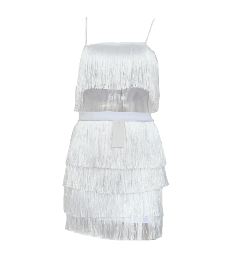 Tassel Two-Piece Dress - White / S / 4 Layer - Dresses