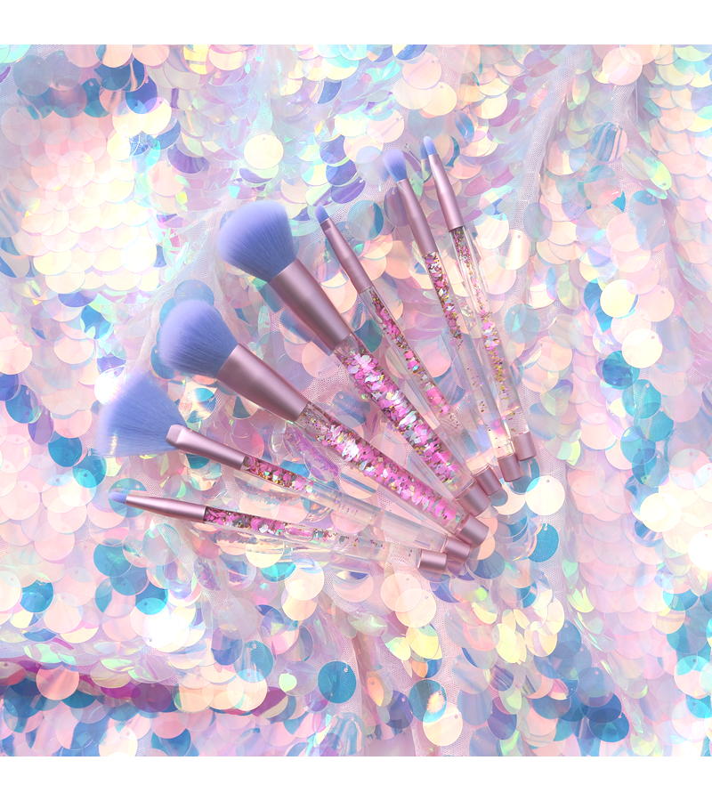 Unicorn Liquid Sequins and Crystals Makeup Brushes - Blue Brush / Pink Liquid Sequin - Makeup