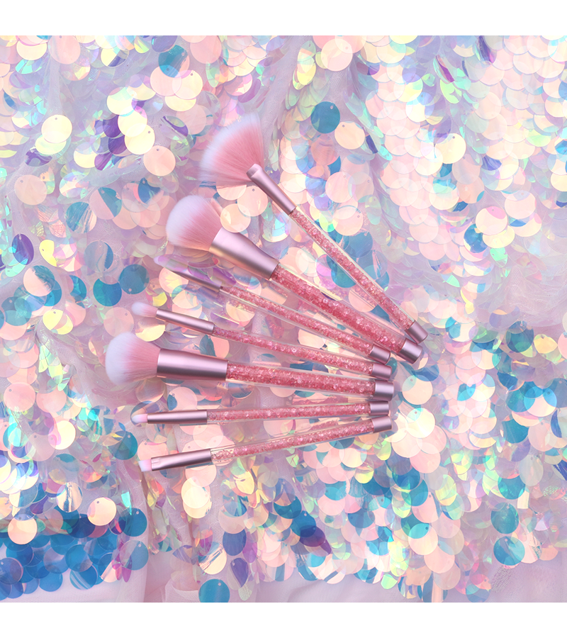 Unicorn Liquid Sequins and Crystals Makeup Brushes - Pink Brush / Pink Crystals - Makeup