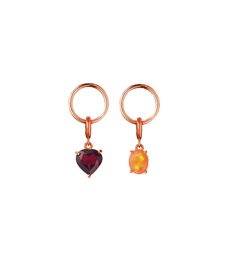 Start Up Suzy (Bae Suzy) Inspired Earrings 025 - ONE SIZE ONLY / Irregular Pattern 1 (1 Piece of Red and 1 Piece of Yellow) / Rose Gold - 