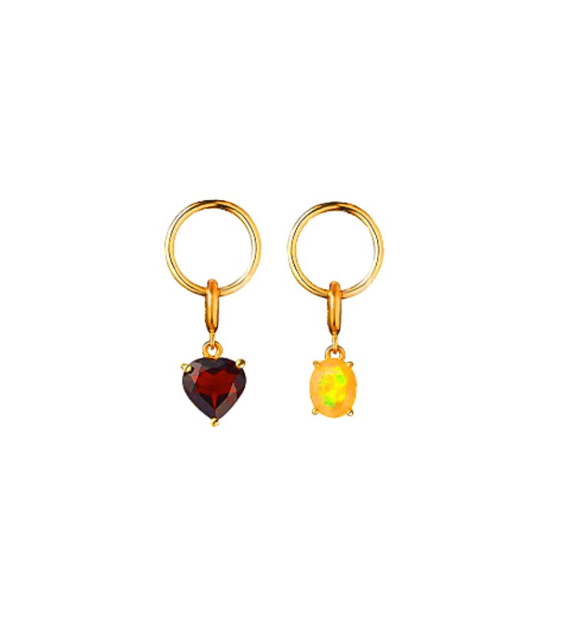 Start Up Suzy (Bae Suzy) Inspired Earrings 025 - ONE SIZE ONLY / Irregular Pattern 1 (1 Piece of Red and 1 Piece of Yellow) / Silver - 