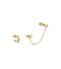 Vincenzo Hong Cha-young (Jeon Yeo-been / Jeon Yeo-bin) Inspired Earrings 010 - ONE SIZE ONLY / Gold / Two Studs + 1 Ear Cuff At The Top - 